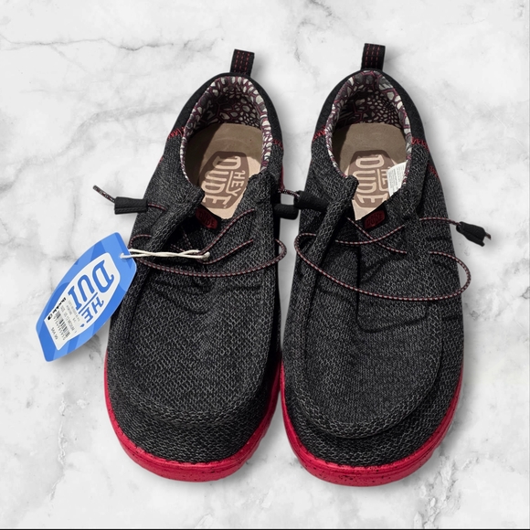 Hey Dude Other - Hey Dude Mens Black and Red Slip On Shoes Size 12 Medium